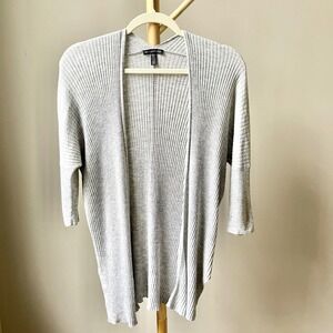 Eileen Fisher Cardigan Sweater Women's Small‎ Gray Merino Wool Ribbed Open Front